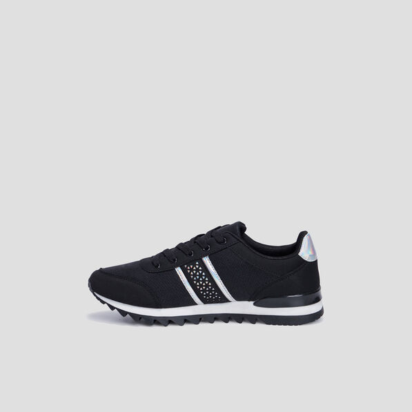 Runnings crantées à lacets noir femme
