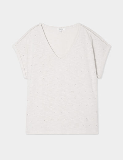 T-shirt avec strass manches courtes gris clair femme grande taille