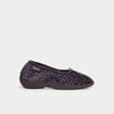 Chaussons ballerines aspect velours bleu gris femme