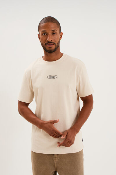 T-shirt droit manches courtes coton ecru homme