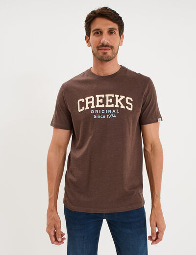 T-shirt manches courtes coton marron chocolat homme