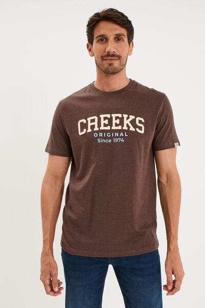 T-shirt manches courtes coton marron chocolat homme