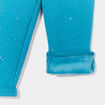 Pantalon doublé à paillettes vert turquoise bébé fille