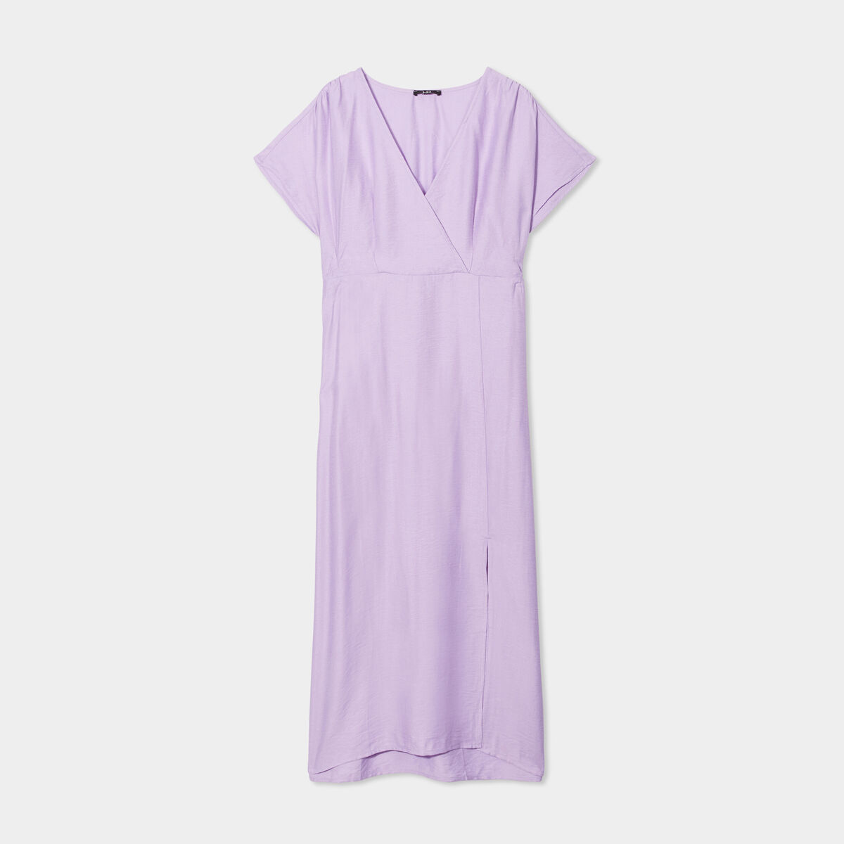 Robe midi fendue avec col cache-coeur parme femme