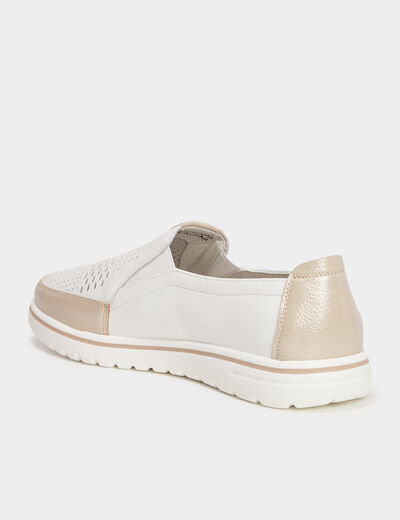 Mocassins pied large Confortissimo blanc femme