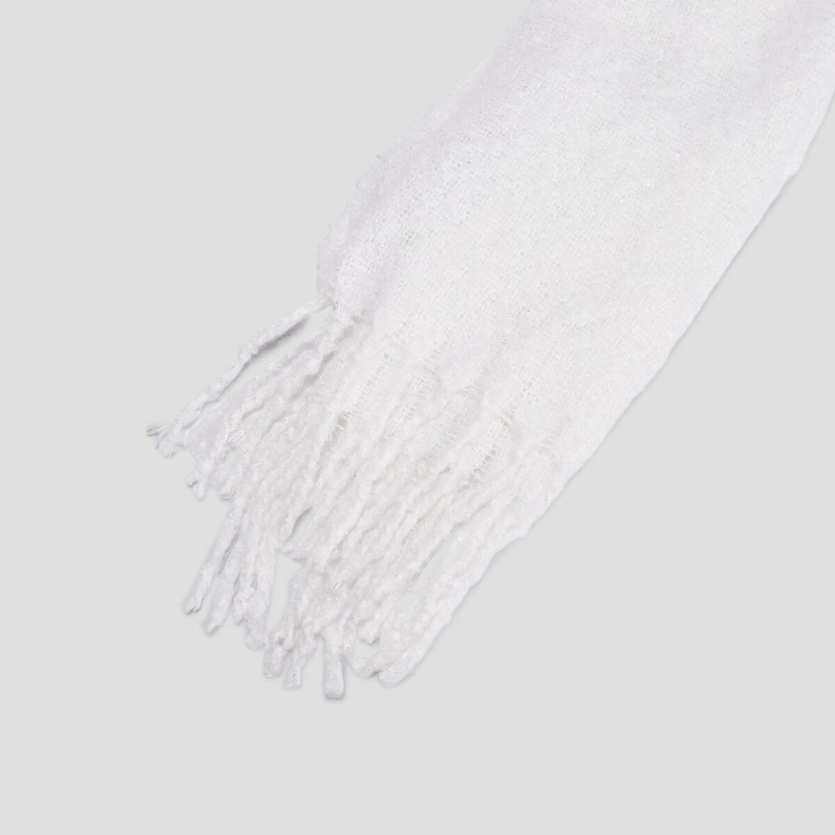 Écharpe à bords franges longues ivoire femme