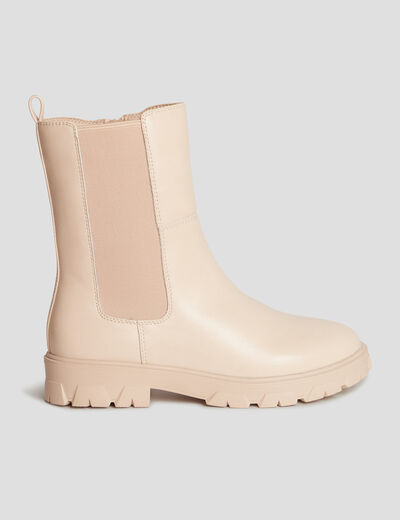 Bottines semelle épaisse crantée rose clair fille