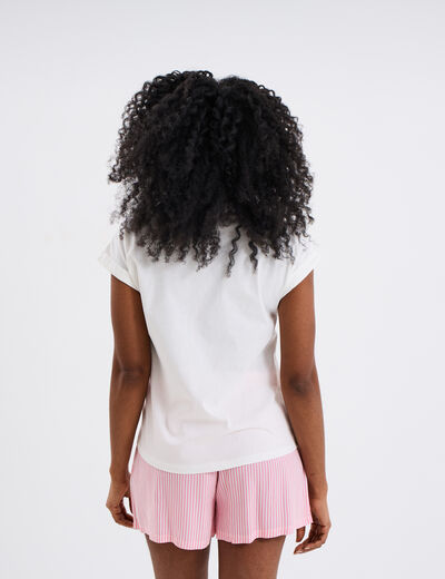 Ensemble pyjama short et t-shirt blanc femme