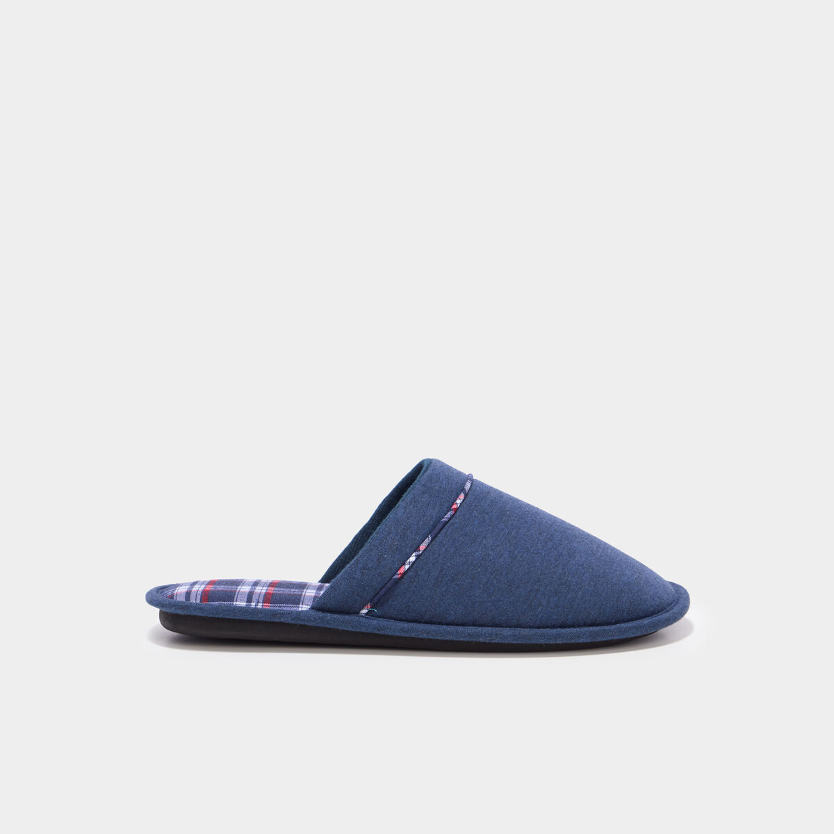 Chaussons mules semelle plate bleu marine homme