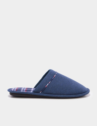 Chaussons mules semelle plate bleu marine homme