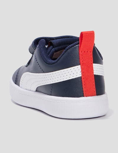 Tennis à scratchs Puma Courtflex bleu marine bébé garçon