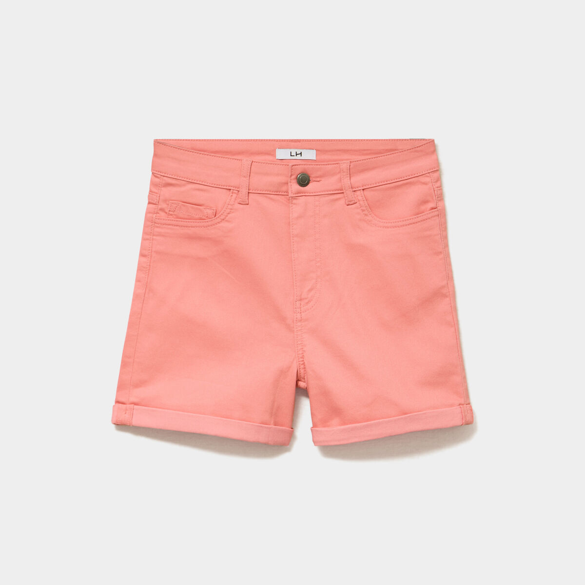 Short en jean slim coton stretch rose vif femme