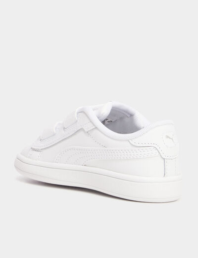 Tennis basses à scratchs Puma Smash blanc garçon