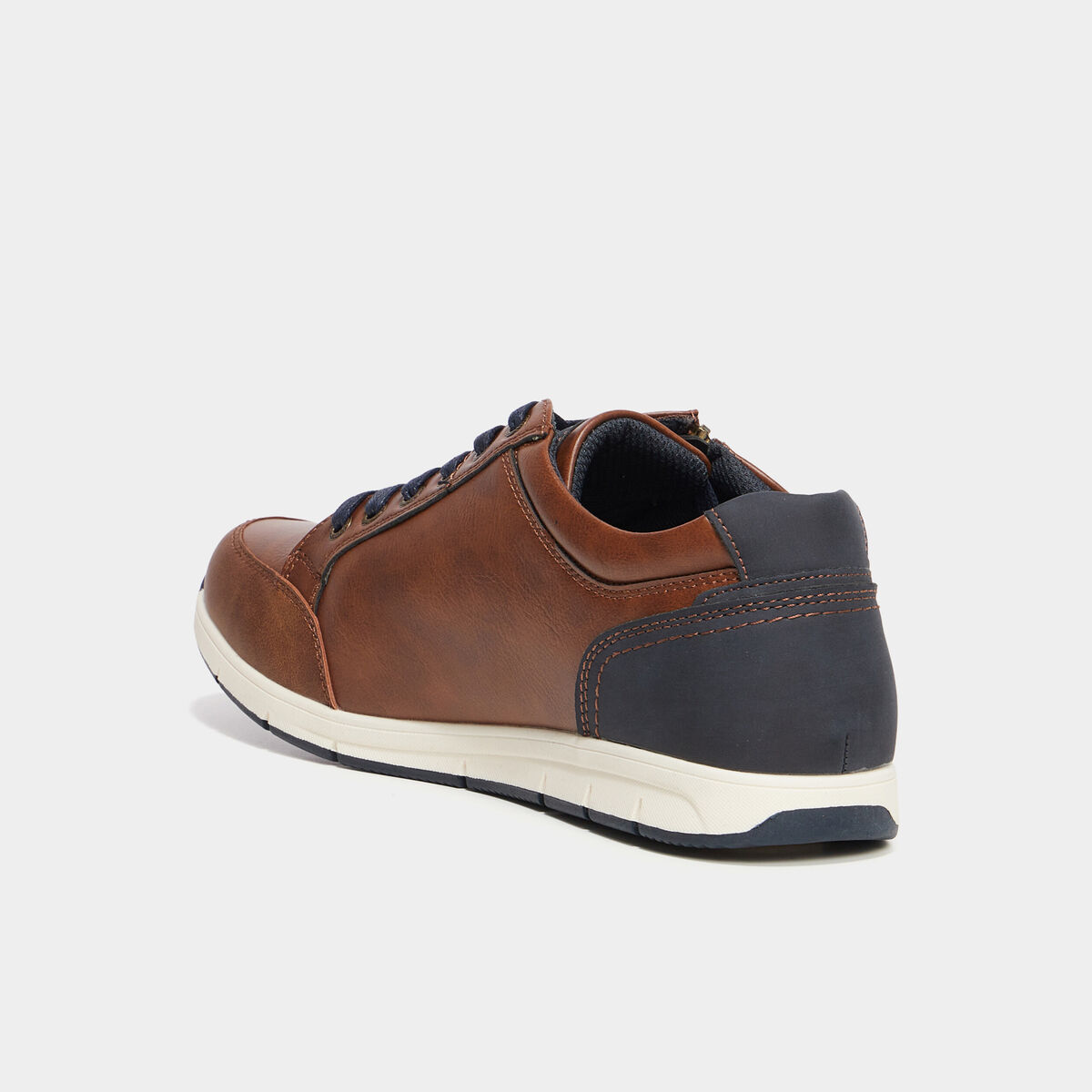 Derbies d&eacute;tails zipp&eacute;s marron homme