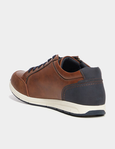 Derbies d&eacute;tails zipp&eacute;s marron homme