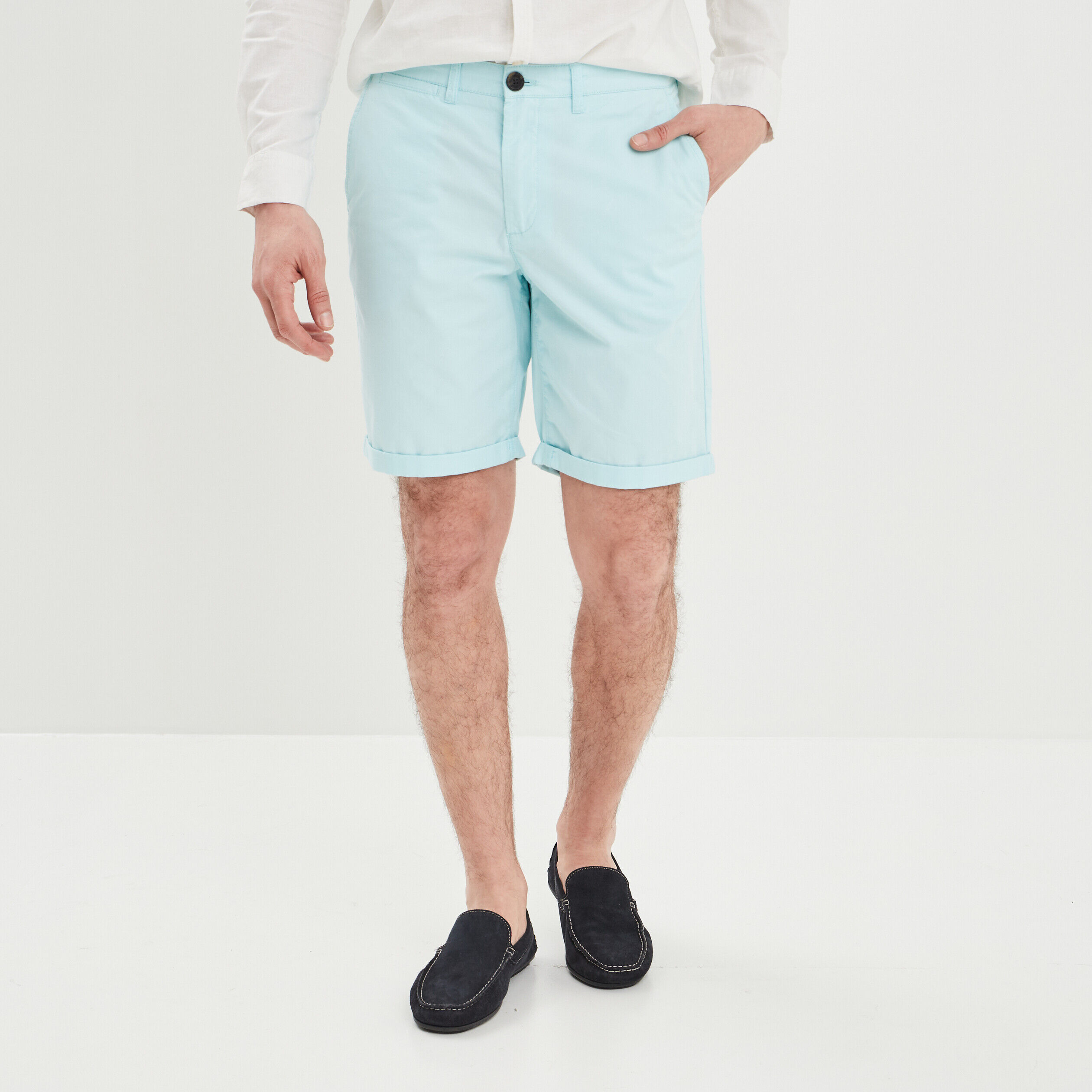 Bermuda chino regular bleu turquoise homme LH