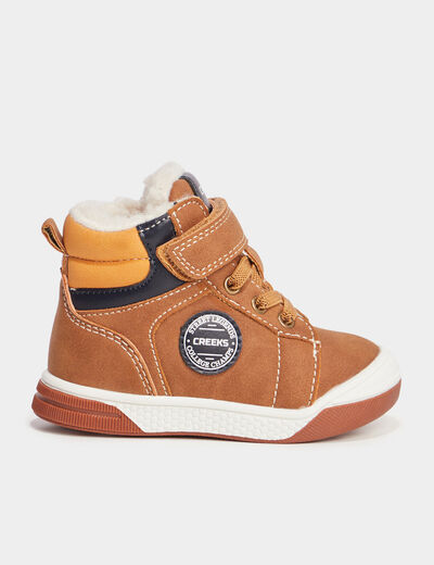 Baskets montantes doublées Creeks marron bébé garçon