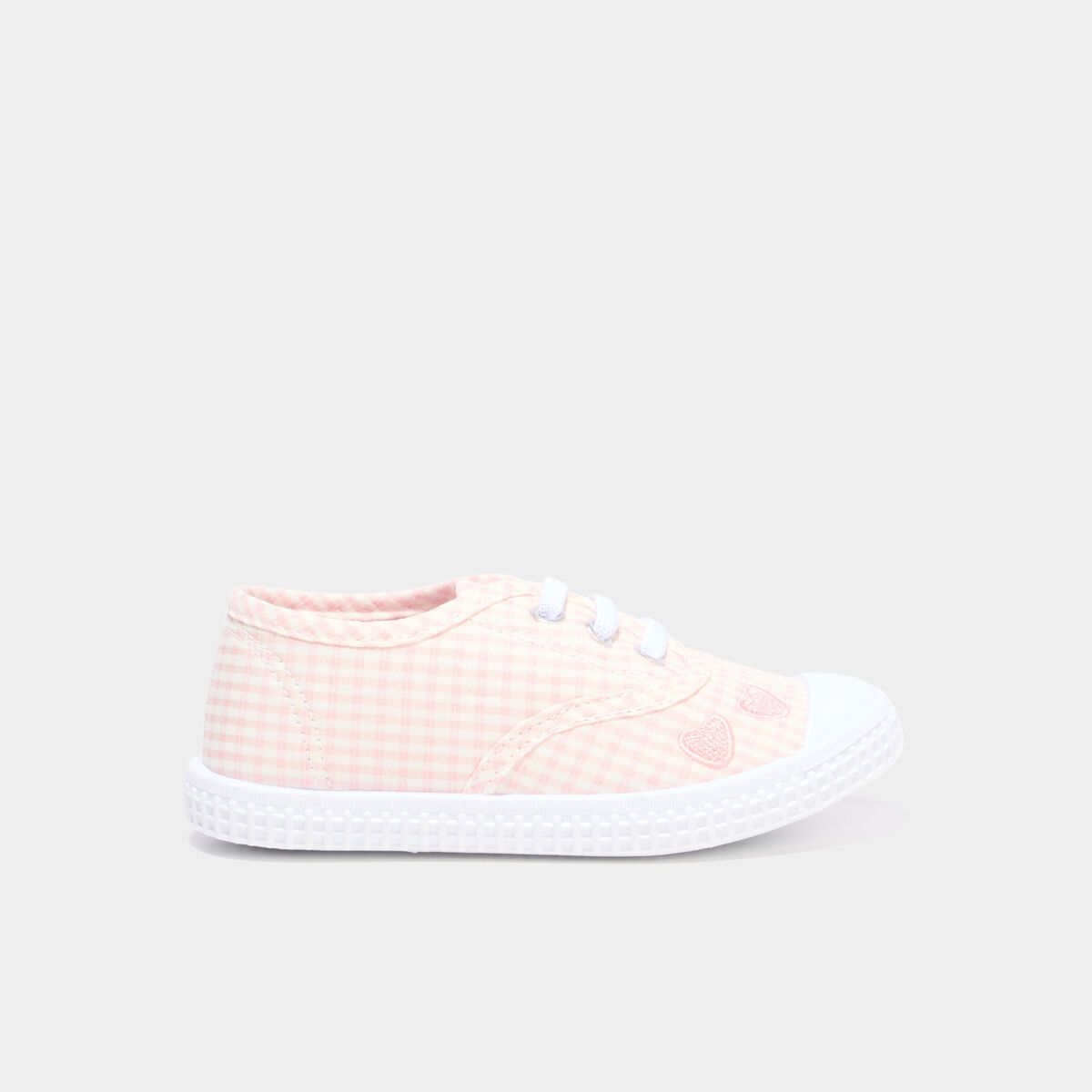 Tennis basses en toile &agrave; bout renforc&eacute; rose fille