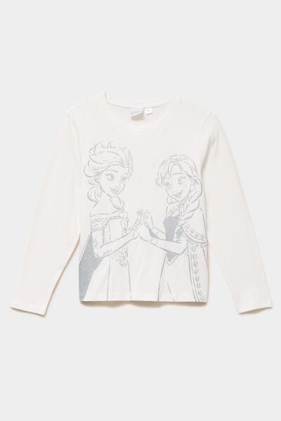 T-shirt manches longues Reine des neiges blanc fille