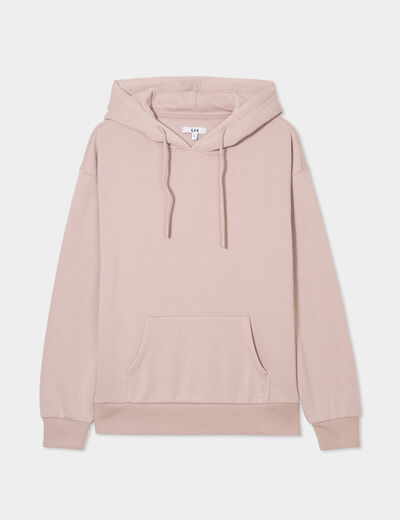 Sweat hoodie molleton à capuche marron clair femme