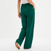 Pantalon large fluide taille élastiquée vert foncé femme