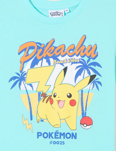 T-shirt manches courtes Pokémon Pikachu bleu turquoise garçon