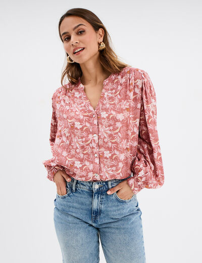 Blouse oversize manches longues Creeks vieux rose femme