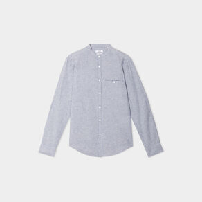 Chemise col mao manches longues bleu homme