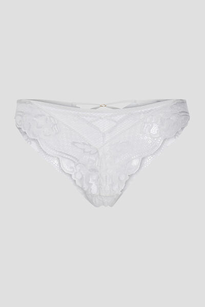 Tanga en dentelle ivoire femme