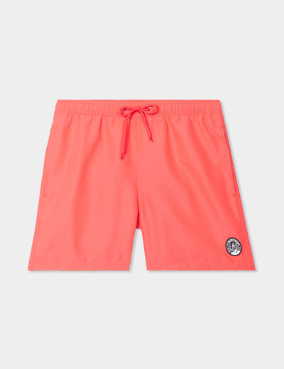 Short de bain droit taille &eacute;lastiqu&eacute;e rose fluo homme