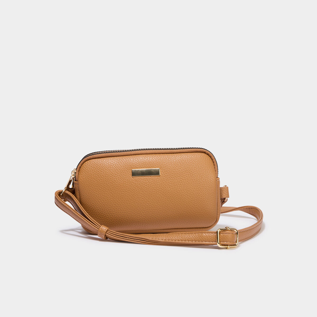 Sac bandouli&egrave;re 2 compartiments marron clair femme