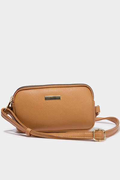Sac bandouli&egrave;re 2 compartiments marron clair femme