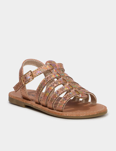 Sandales &agrave; multibrides couleur argent fille