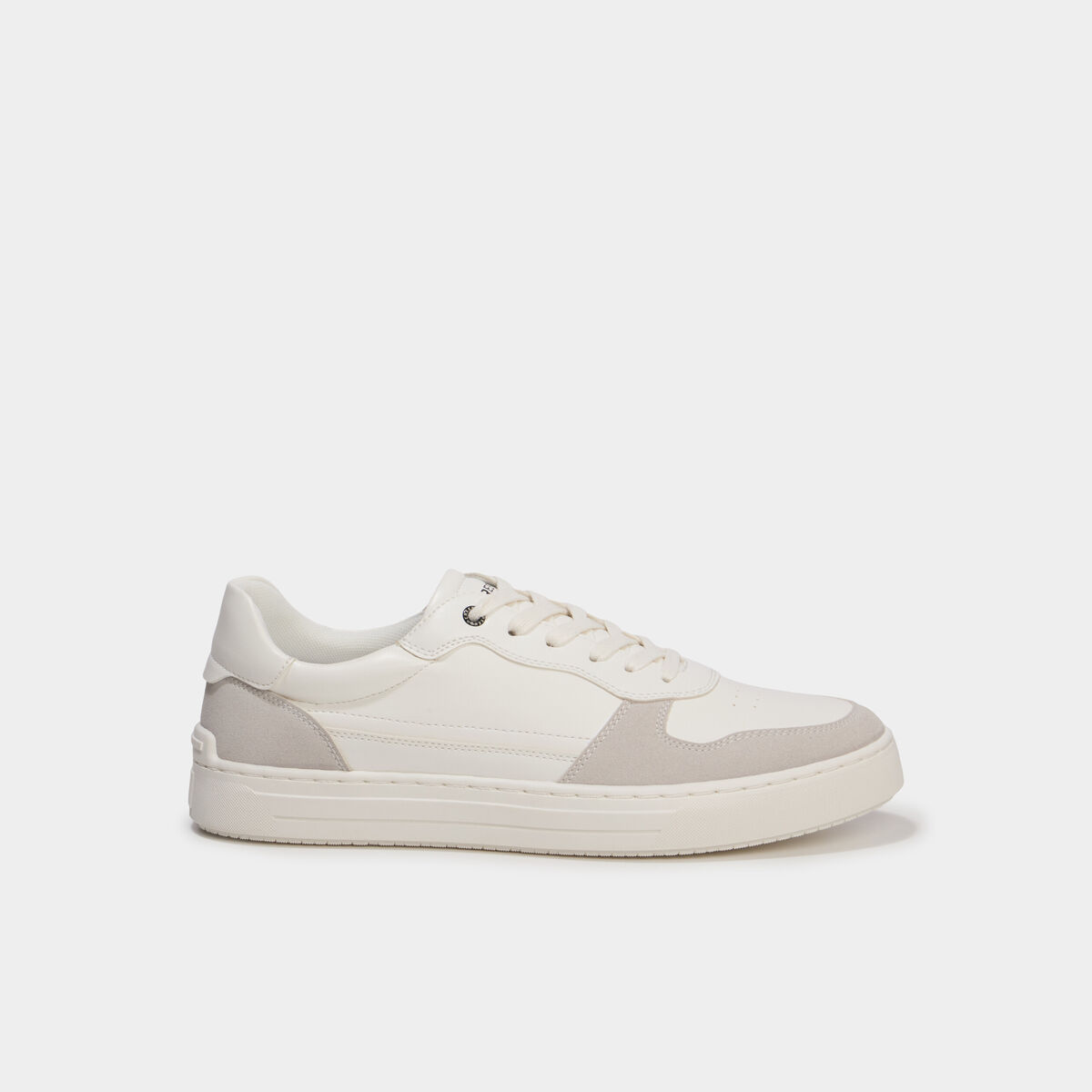 Baskets &agrave; lacets bi-mati&egrave;res blanc homme