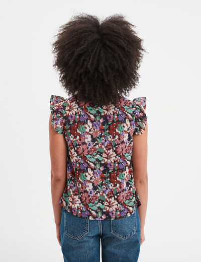 Blouse volants manches fils métallisés multicolore femme