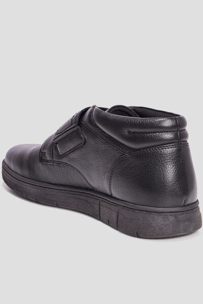 Bottines à scratch en cuir Walking noir homme