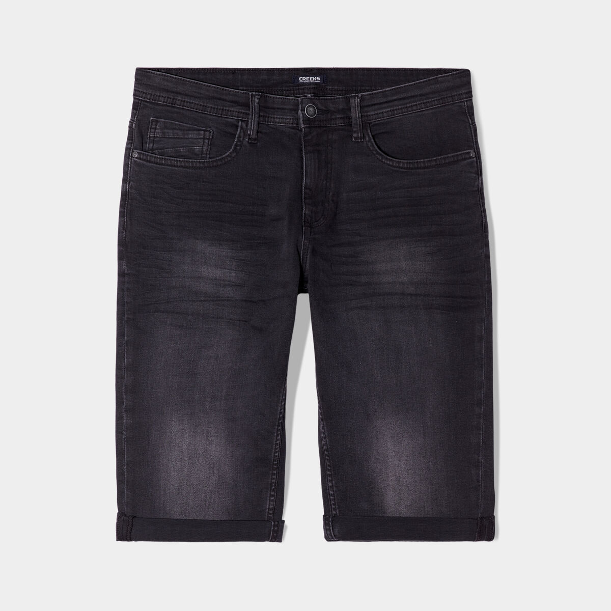 Bermuda regular en jean denim noir homme