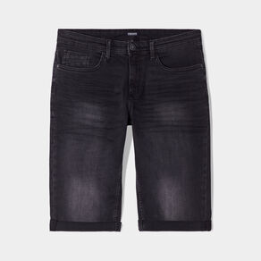 Bermuda regular en jean denim noir homme