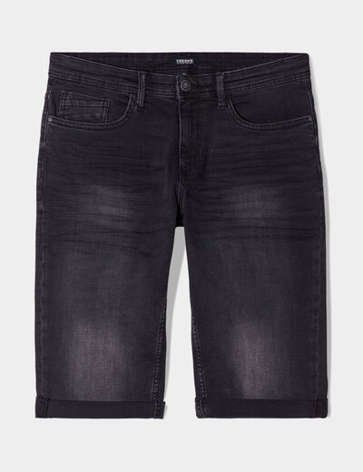 Bermuda regular en jean denim noir homme