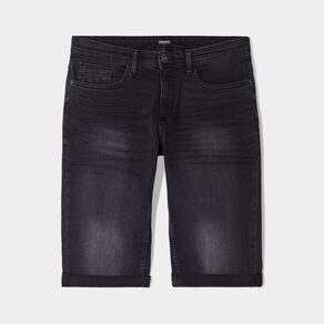bermuda regular en jean denim noir homme Bermuda regular en jean denim noir homme