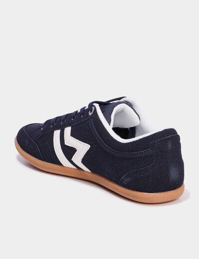 Tennis basses &agrave; lacets effet su&eacute;dine bleu marine homme