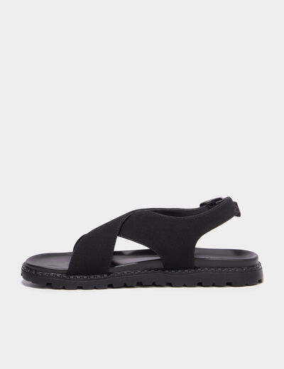 Sandales brides crois&eacute;es noir femme