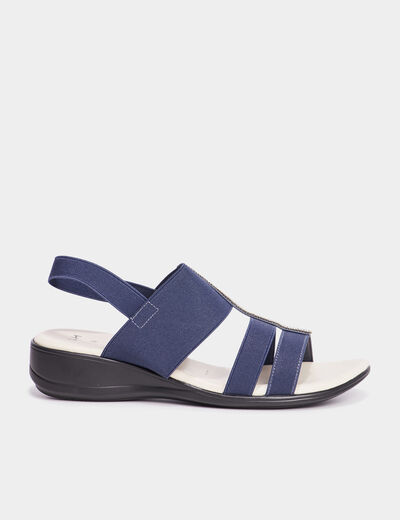 Sandales talons compensés bleu marine femme