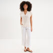 Blouse cr&eacute;pon manches courtes beige femme