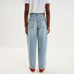 Jean balloon taille haute cropped coton denim triple stone femme