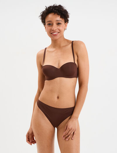 Soutien-gorge bandeau microfibre marron femme