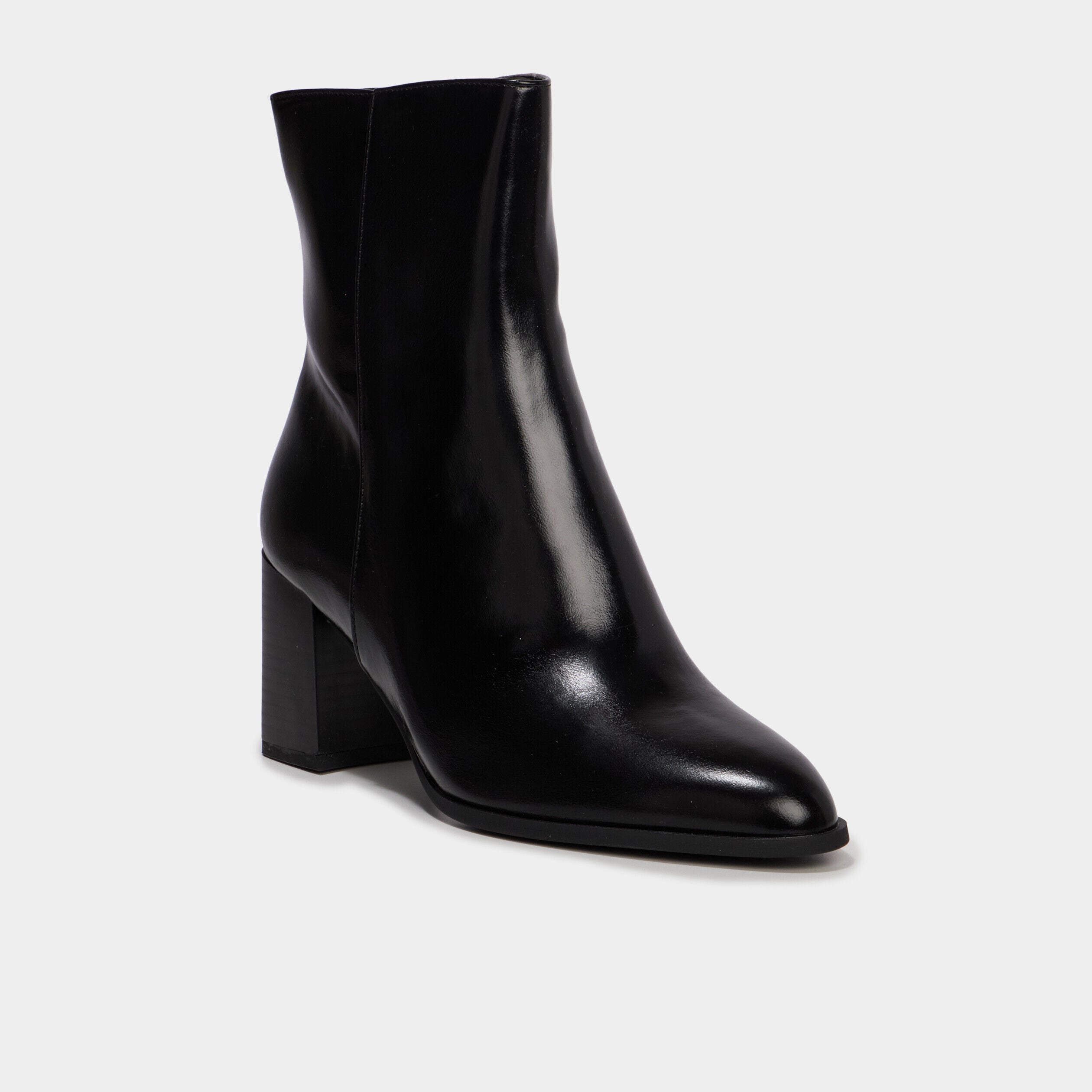 Bottines lisses talon bloc noir femme
