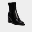 Bottines lisses talon bloc noir femme