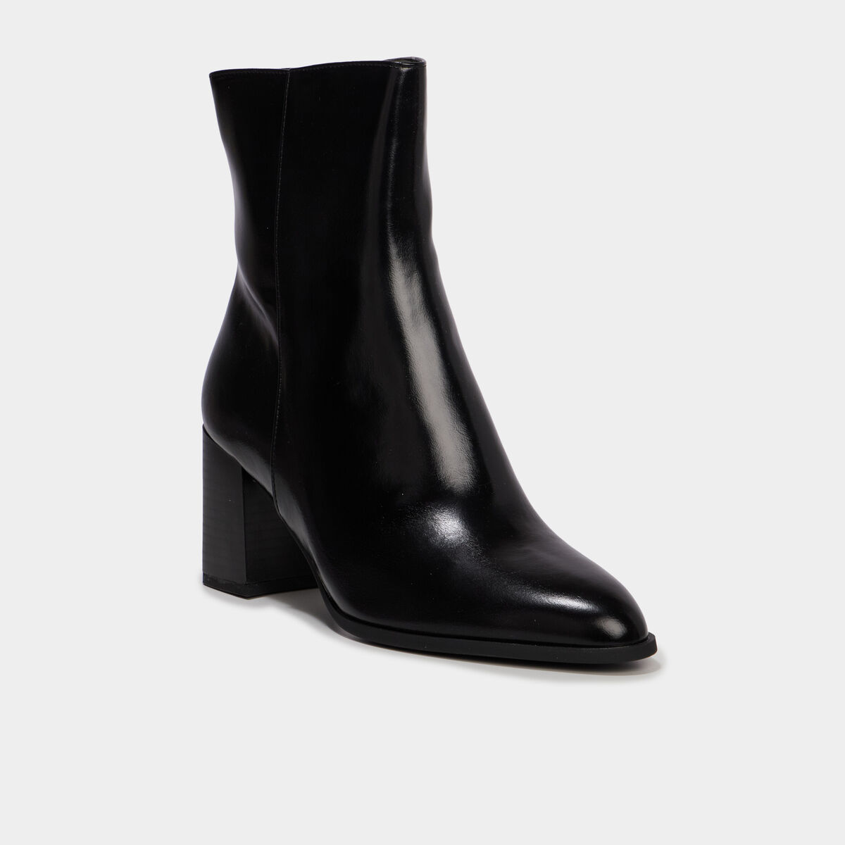 Bottines lisses talon bloc noir femme