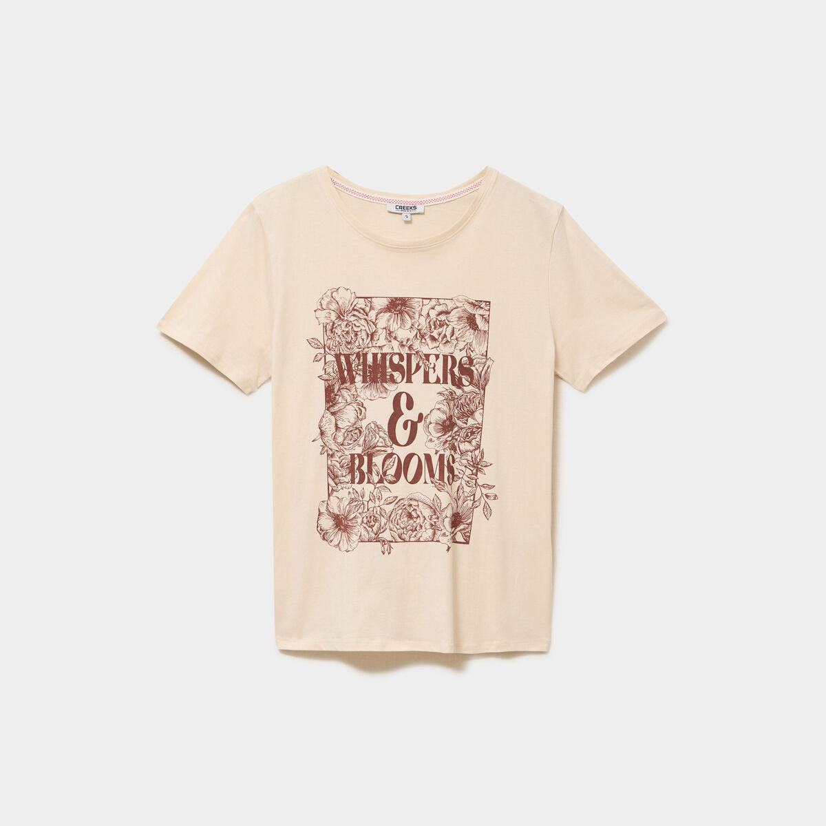 T-shirt ajust&eacute; manches courtes coton ivoire femme